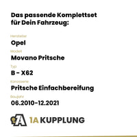 Opel Movano Pritsche Pritsche Einfachbereifung 06.2010-12.2021 B - X62 BRiNK Anhängerkupplung mit JAEGER Elektrosatz