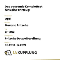 Opel Movano Pritsche Pritsche Doppelbereifung 06.2010-12.2021 B - X62 BRiNK Anhängerkupplung mit JAEGER Elektrosatz