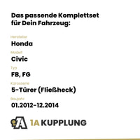 Honda Civic 5-Türer (Fließheck) 01.2012-12.2014 FB, FG BRiNK Anhängerkupplung mit JAEGER Elektrosatz