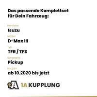 Isuzu D-Max III Pickup ab 10.2020 TFR / TFS BRiNK Anhängerkupplung mit JAEGER Elektrosatz