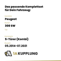 Peugeot 308 SW 5-Türer (Kombi) 05.2014-07.2021 BRiNK Anhängerkupplung mit JAEGER Elektrosatz