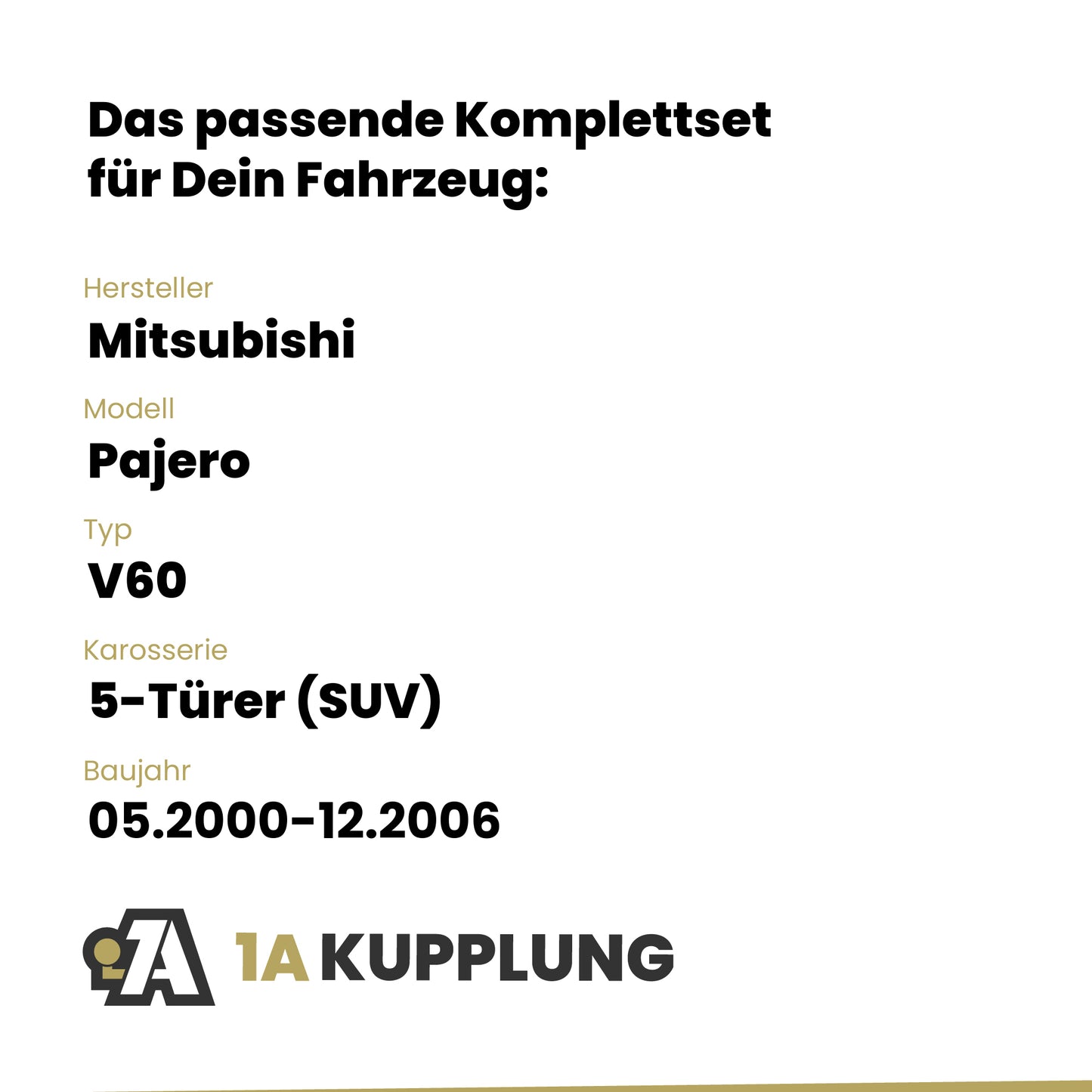 Mitsubishi Pajero 5-Türer (SUV) 05.2000-12.2006 V60 BRiNK Anhängerkupplung mit JAEGER Elektrosatz