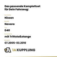 Nissan Navara mit Trittstoßstange 07.2005-03.2010 D40 BRiNK Anhängerkupplung mit JAEGER Elektrosatz