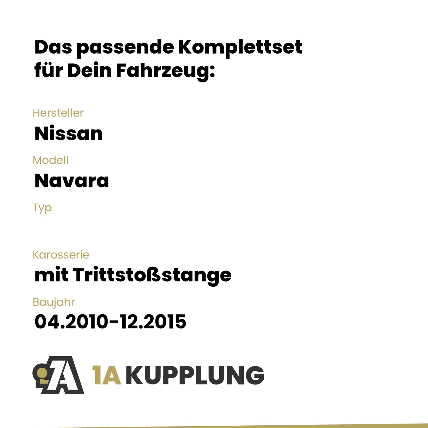 Nissan Navara mit Trittstoßstange 04.2010-12.2015 BRiNK Anhängerkupplung mit JAEGER Elektrosatz
