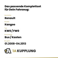 Renault Kangoo Bus / Kasten 01.2008-04.2013 KW0 / FW0 BRiNK Anhängerkupplung mit JAEGER Elektrosatz