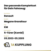 Renault Megane Grandtour 5-Türer (Kombi) 09.2003-05.2009 KM BRiNK Anhängerkupplung mit JAEGER Elektrosatz