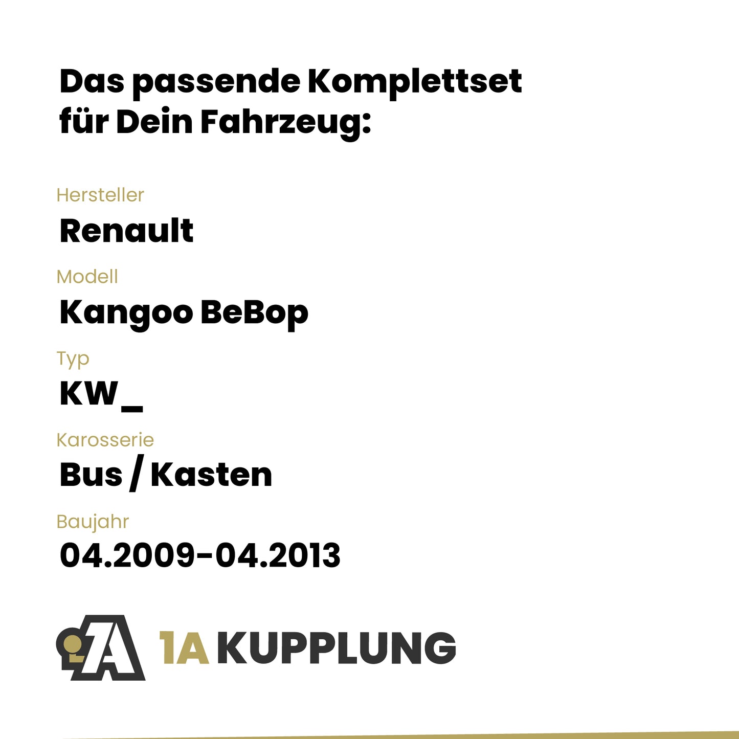 Renault Kangoo BeBop Bus / Kasten 04.2009-04.2013 KW_ BRiNK Anhängerkupplung mit JAEGER Elektrosatz