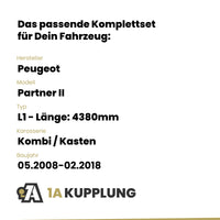 Peugeot Partner II Kombi / Kasten 05.2008-02.2018 L1 - Länge: 4380mm BRiNK Anhängerkupplung mit JAEGER Elektrosatz