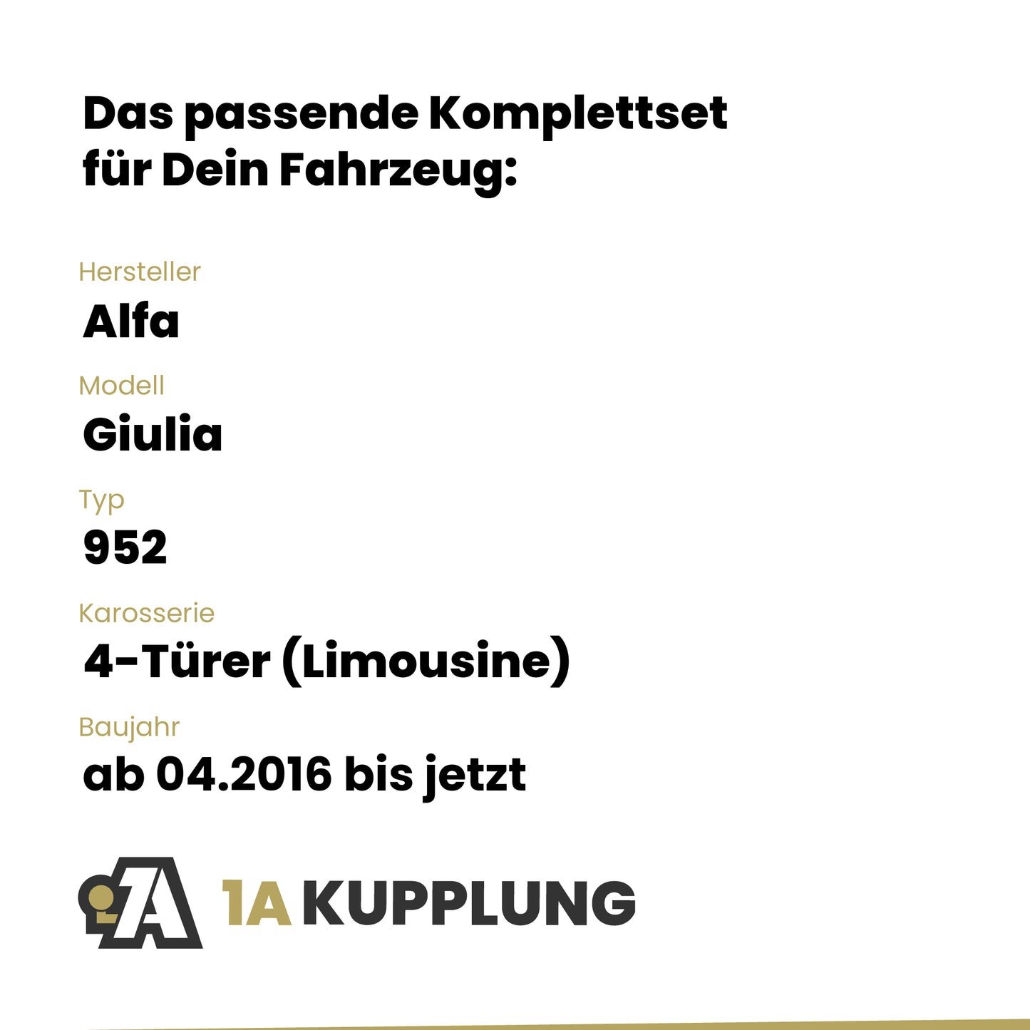 Alfa Giulia 4-Türer (Limousine) ab 04.2016 952 BRiNK Anhängerkupplung mit JAEGER Elektrosatz