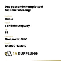 Dacia Sandero Stepway Crossover-SUV 10.2009-12.2012 BS BRiNK Anhängerkupplung mit JAEGER Elektrosatz