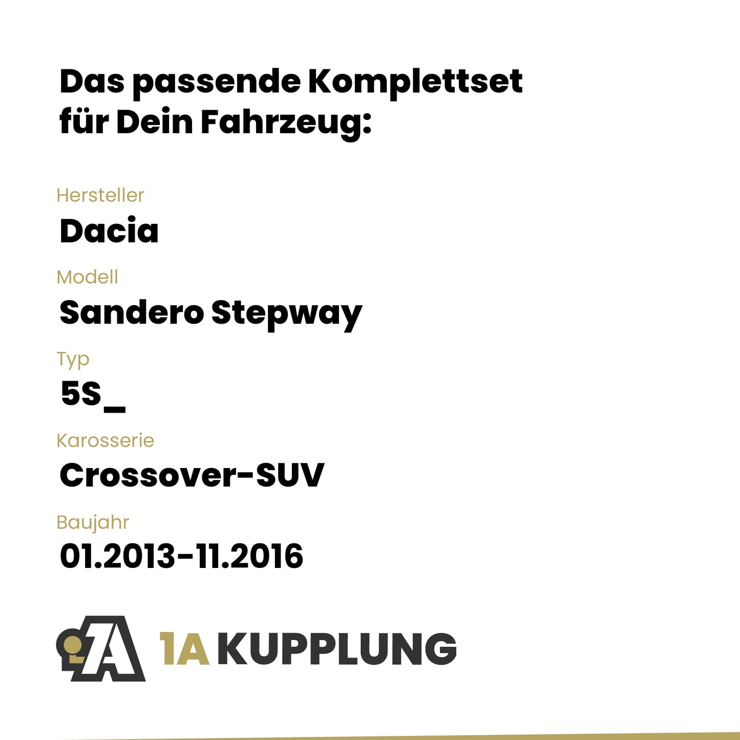 Dacia Sandero Stepway Crossover-SUV 01.2013-11.2016 5S_ BRiNK Anhängerkupplung mit JAEGER Elektrosatz