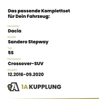 Dacia Sandero Stepway Crossover-SUV 12.2016-09.2020 5S BRiNK Anhängerkupplung mit JAEGER Elektrosatz