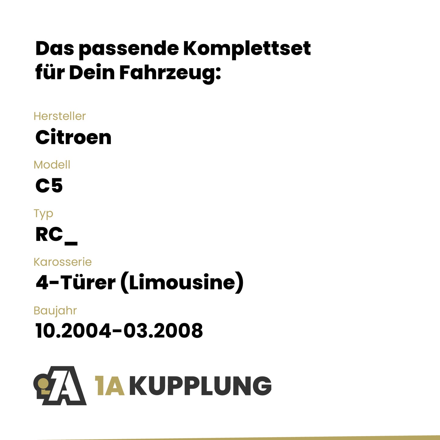 Citroen C5 4-Türer (Limousine) 10.2004-03.2008 RC_ BRiNK Anhängerkupplung mit JAEGER Elektrosatz