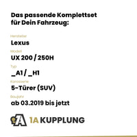 Lexus UX 200 / 250H 5-Türer (SUV) ab 03.2019 _A1 / _H1 BRiNK Anhängerkupplung mit JAEGER Elektrosatz