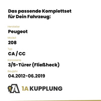 Peugeot 208 3/5-Türer (Fließheck) 04.2012-06.2019 CA / CC BRiNK Anhängerkupplung mit JAEGER Elektrosatz