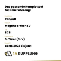 Renault Megane E-tech EV 5-Türer (SUV) ab 06.2022 BCB BRiNK Anhängerkupplung mit JAEGER Elektrosatz