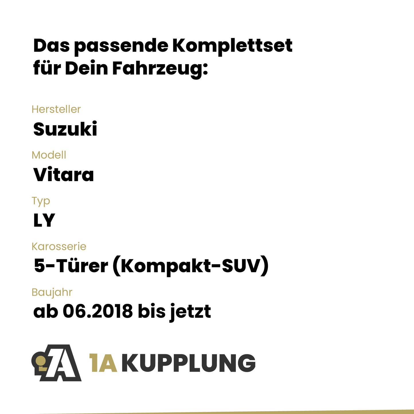 Suzuki Vitara 5-Türer (Kompakt-SUV) ab 06.2018 LY BRiNK Anhängerkupplung mit JAEGER Elektrosatz