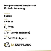 Suzuki Swift VI 3/5-Türer (Fließheck) ab 04.2024 Z_ / YED BRiNK Anhängerkupplung mit JAEGER Elektrosatz
