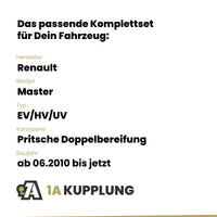 Renault Master Pritsche Doppelbereifung ab 06.2010 EV/HV/UV BRiNK Anhängerkupplung mit JAEGER Elektrosatz