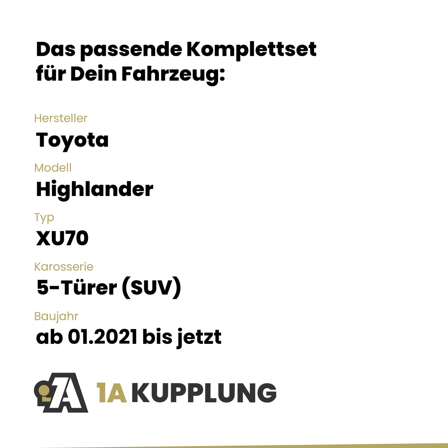 Toyota Highlander 5-Türer (SUV) ab 01.2021 XU70 BRiNK Anhängerkupplung mit JAEGER Elektrosatz