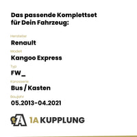 Renault Kangoo Express Bus / Kasten 05.2013-04.2021 FW_ BRiNK Anhängerkupplung mit JAEGER Elektrosatz