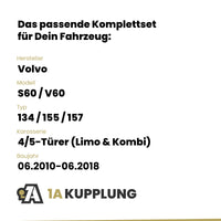 Volvo S60 / V60 4/5-Türer (Limo & Kombi) 06.2010-06.2018 134 / 155 / 157 BRiNK Anhängerkupplung mit JAEGER Elektrosatz