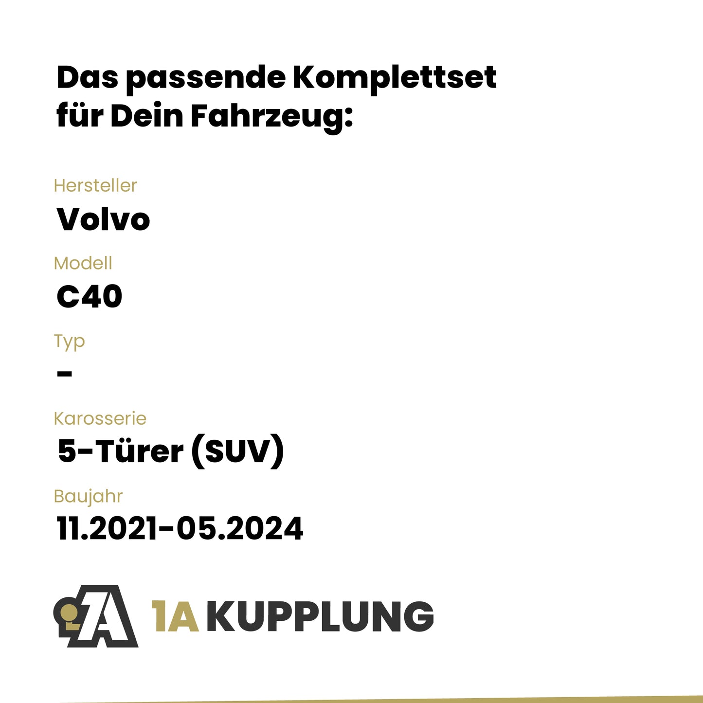 Volvo C40 5-Türer (SUV) 11.2021-05.2024 - BRiNK Anhängerkupplung mit JAEGER Elektrosatz