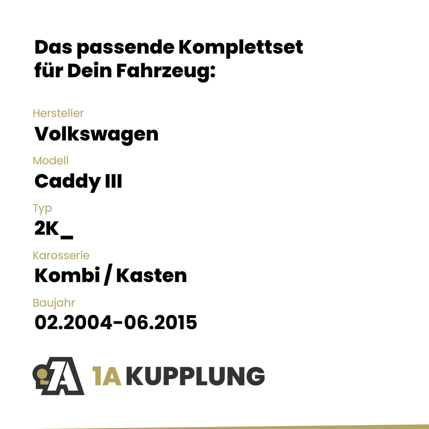 VW Caddy III Kombi / Kasten 06.2014-06.2015 2K_ BRiNK Anhängerkupplung mit JAEGER Elektrosatz