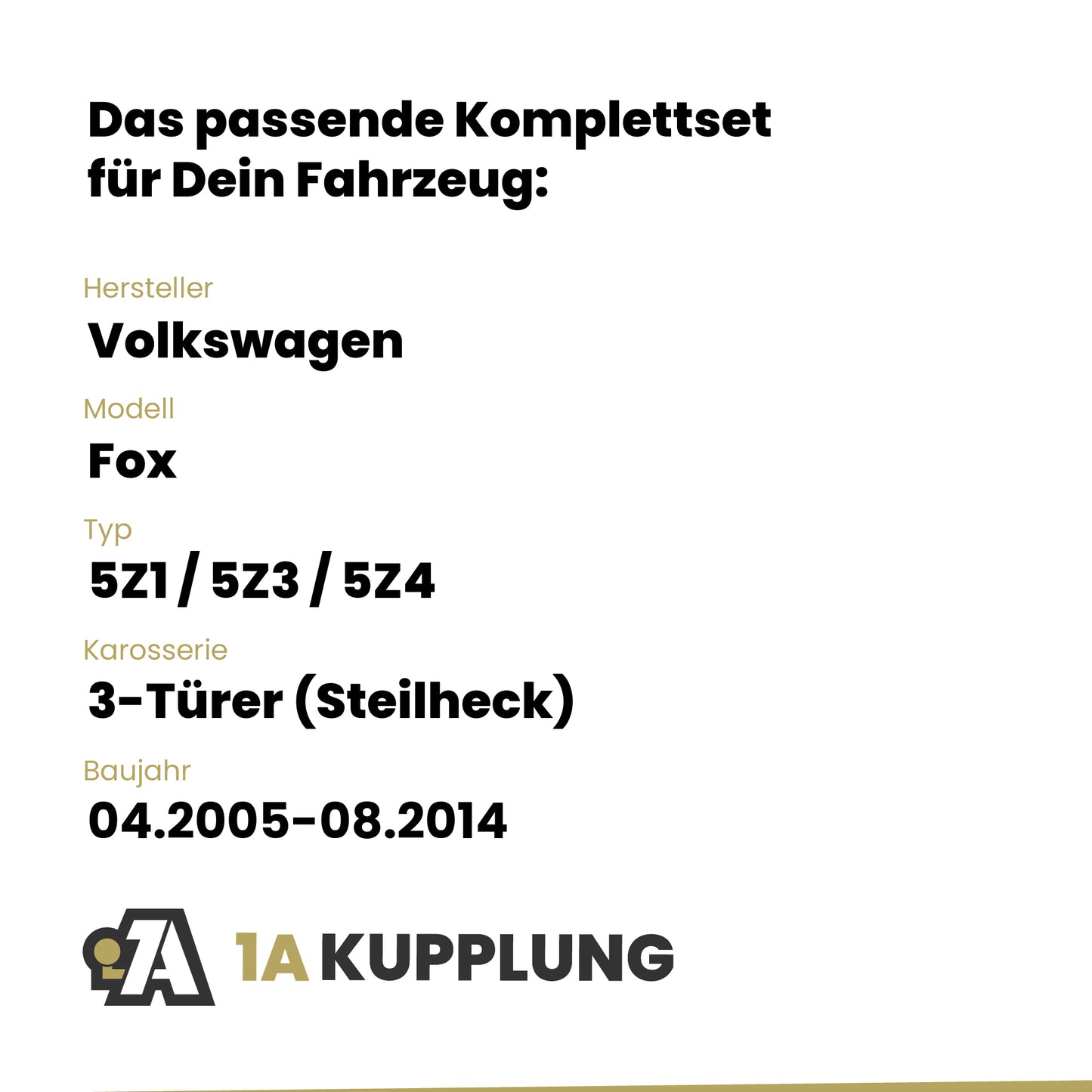 VW Fox 3-Türer (Steilheck) 04.2005-08.2014 5Z1 / 5Z3 / 5Z4 BRiNK Anhängerkupplung mit JAEGER Elektrosatz