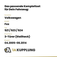 VW Fox 3-Türer (Steilheck) 04.2005-08.2014 5Z1 / 5Z3 / 5Z4 BRiNK Anhängerkupplung mit JAEGER Elektrosatz