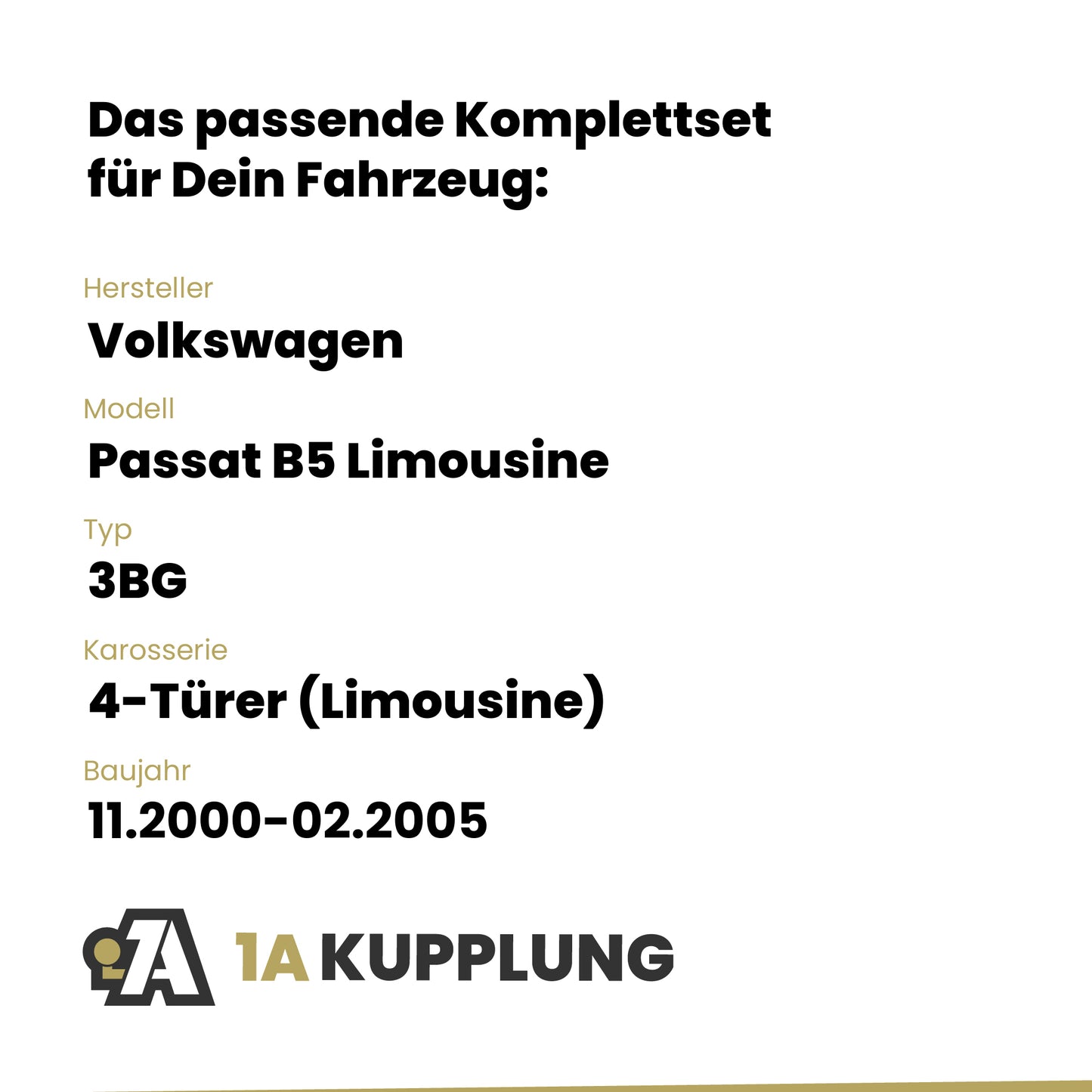 VW Passat B5 Limousine 4-Türer (Limousine) 11.2000-02.2005 3BG BRiNK Anhängerkupplung mit JAEGER Elektrosatz