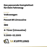 VW Passat B5 Limousine 4-Türer (Limousine) 11.2000-02.2005 3BG BRiNK Anhängerkupplung mit JAEGER Elektrosatz