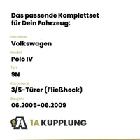 VW Polo IV 3/5-Türer (Fließheck) 06.2005-06.2009 9N BRiNK Anhängerkupplung mit JAEGER Elektrosatz
