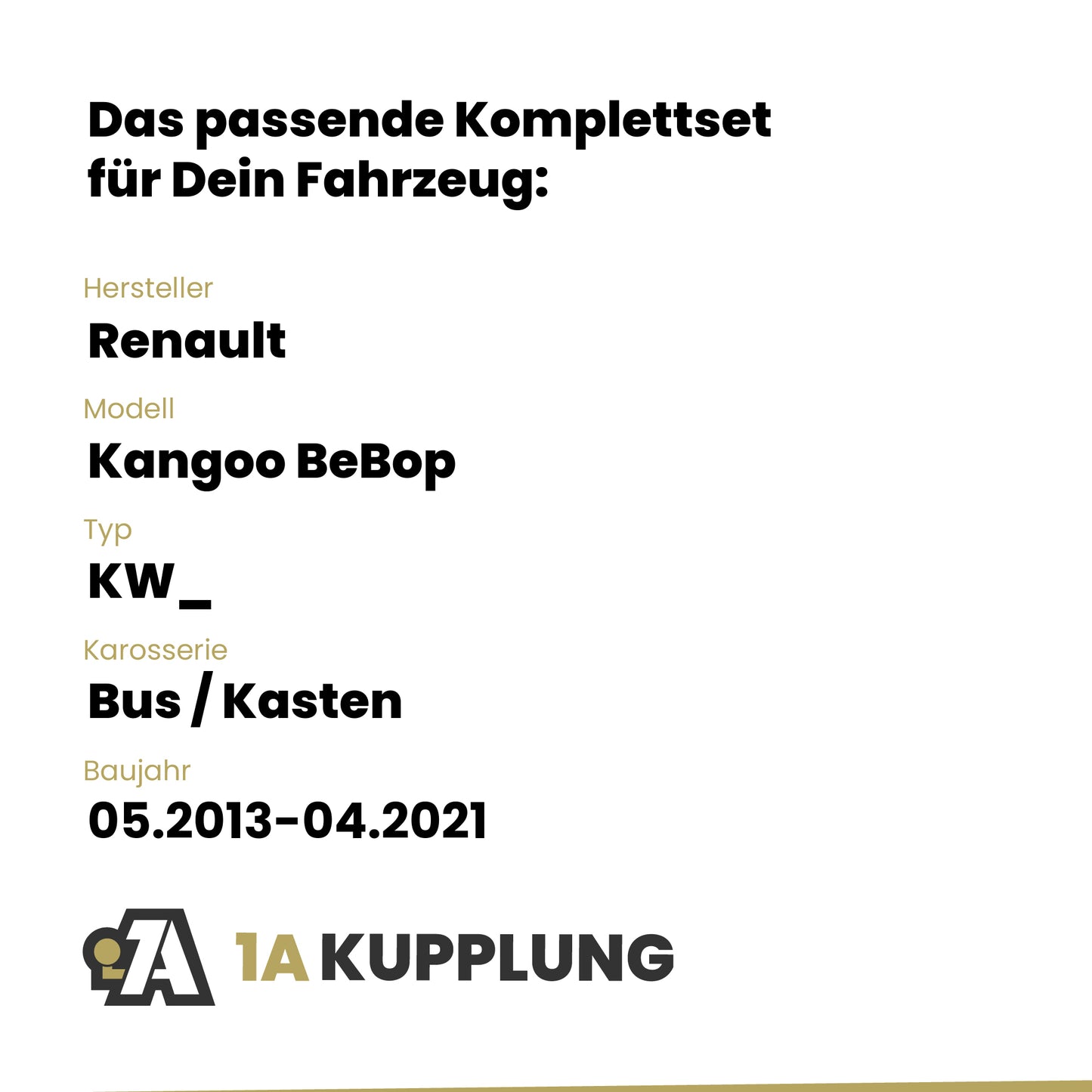 Renault Kangoo BeBop Bus / Kasten 05.2013-04.2021 KW_ BRiNK Anhängerkupplung mit JAEGER Elektrosatz