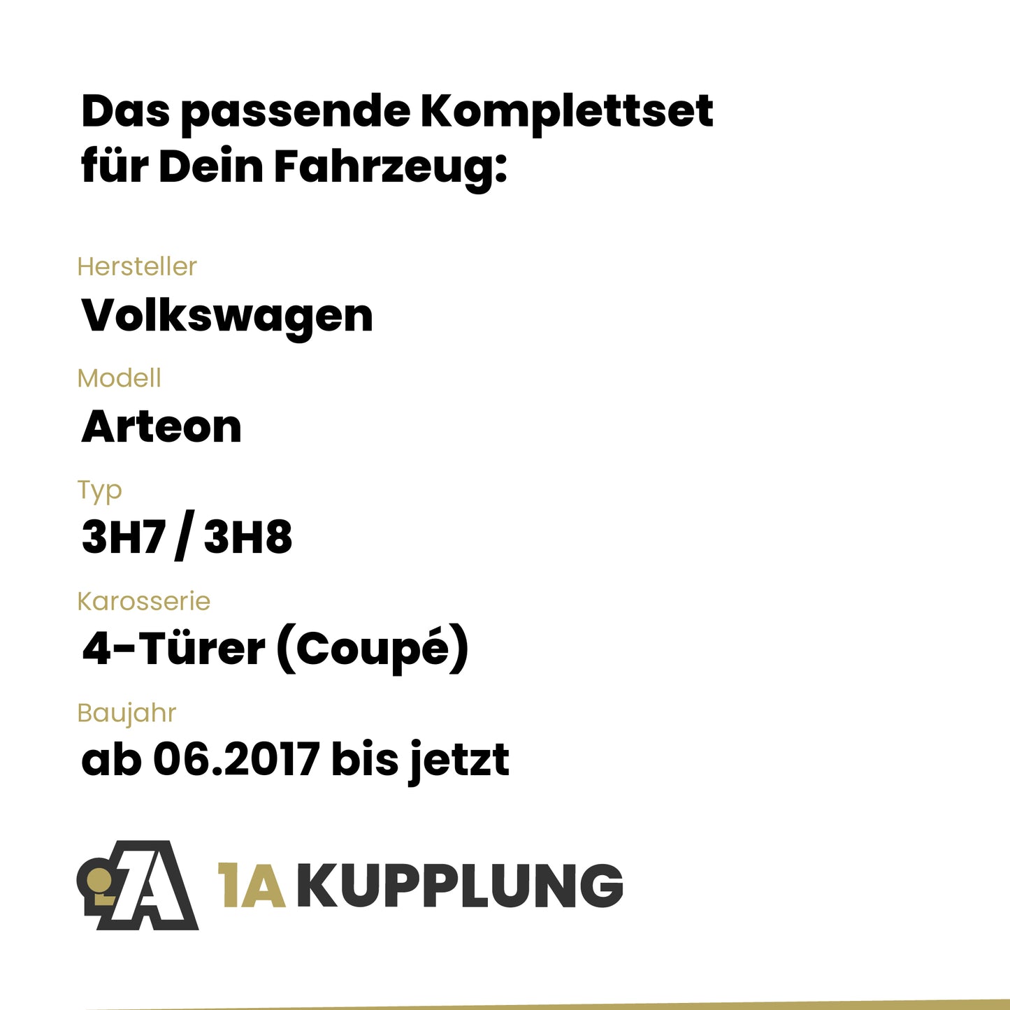 VW Arteon 4-Türer (Coupé) ab 11.2020 3H7 / 3H8 BRiNK Anhängerkupplung mit JAEGER Elektrosatz