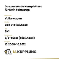 VW Golf VI Fließheck 3/5-Türer (Fließheck) 10.2008-10.2012 5K1 BRiNK Anhängerkupplung mit JAEGER Elektrosatz