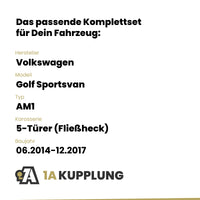 VW Golf Sportsvan 5-Türer (Fließheck) 06.2014-12.2017 AM1 BRiNK Anhängerkupplung mit JAEGER Elektrosatz
