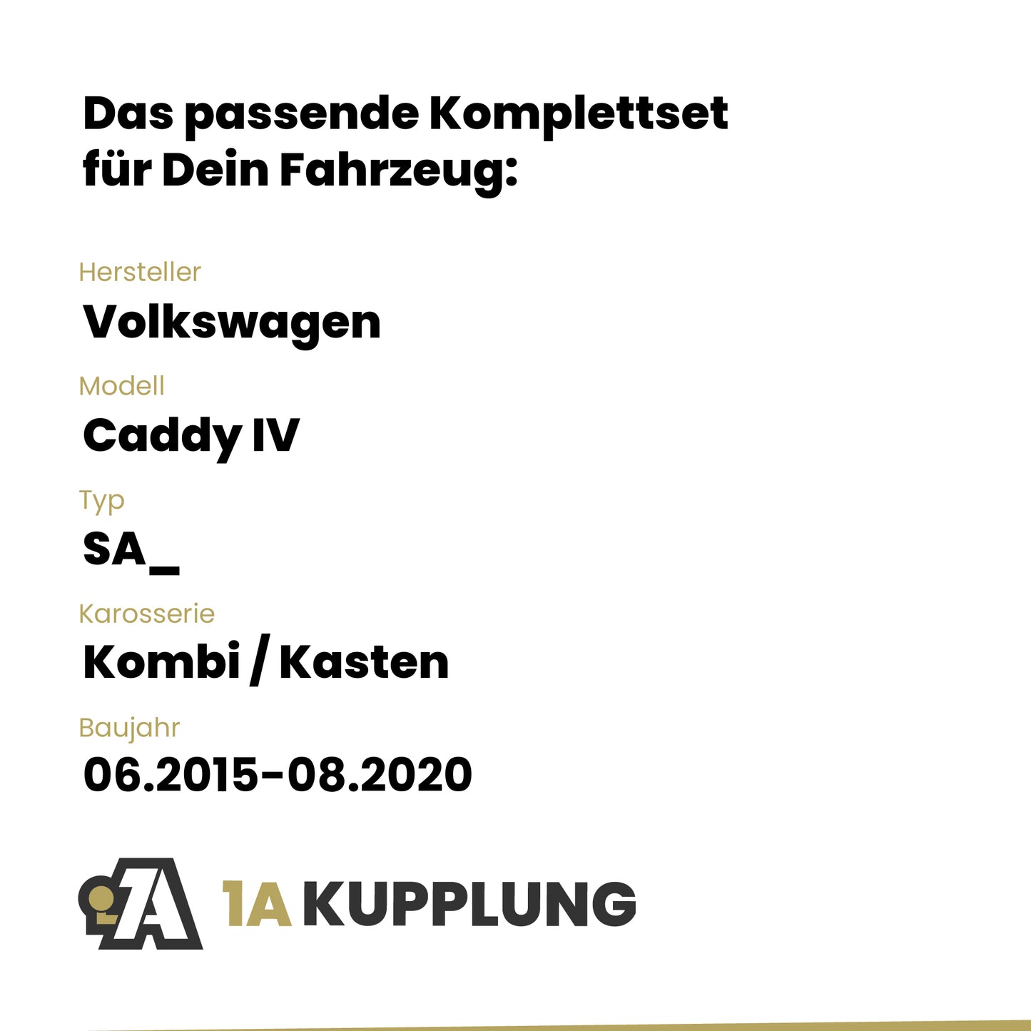 VW Caddy IV Kombi / Kasten 06.2015-08.2020 SA_ BRiNK Anhängerkupplung mit JAEGER Elektrosatz
