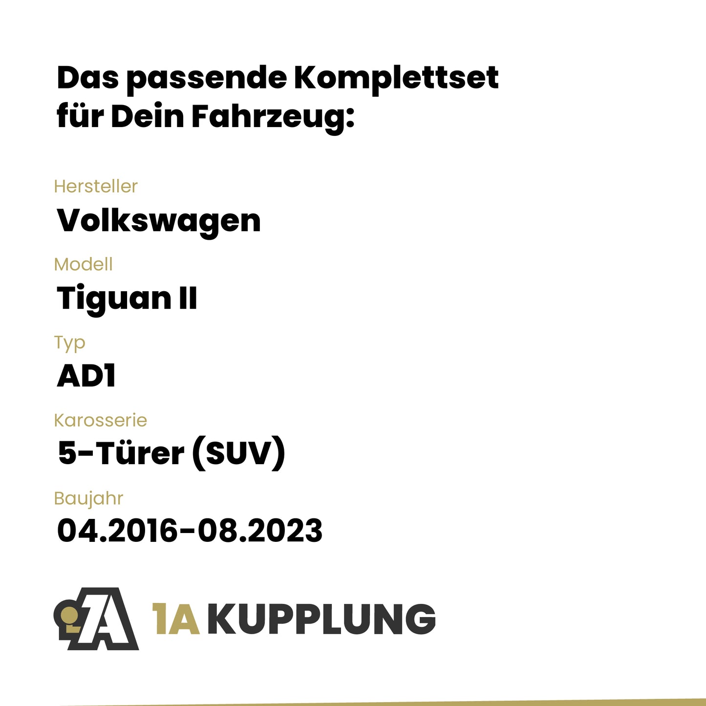 VW Tiguan II 5-Türer (SUV) 04.2016-08.2023 AD1 BRiNK Anhängerkupplung mit JAEGER Elektrosatz
