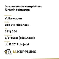 VW Golf VIII Fließheck 3/5-Türer (Fließheck) ab 12.2019 CB1 / CD1 BRiNK Anhängerkupplung mit JAEGER Elektrosatz