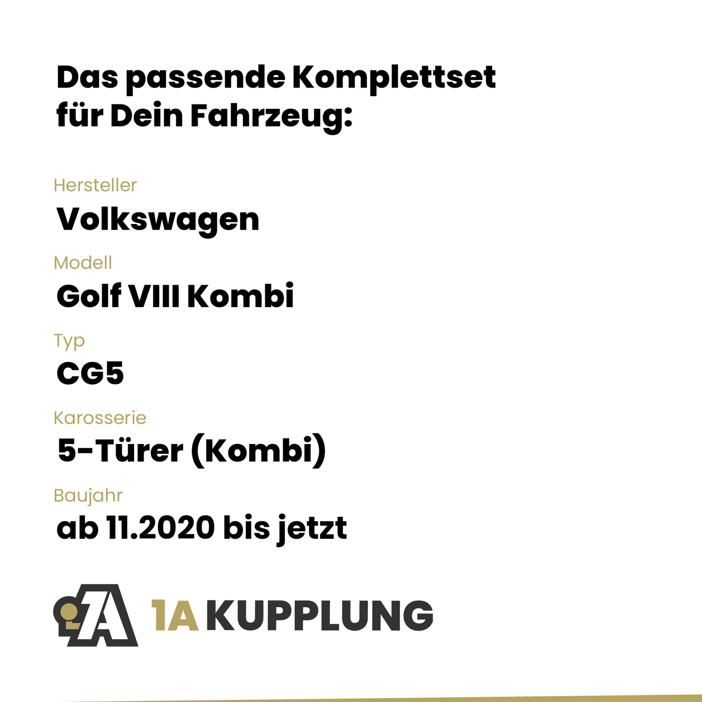 VW Golf VIII Kombi 5-Türer (Kombi) ab 07.2024 CG5 BRiNK Anhängerkupplung mit JAEGER Elektrosatz