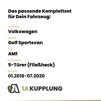 VW Golf Sportsvan 5-Türer (Fließheck) 01.2018-07.2020 AM1 BRiNK Anhängerkupplung mit JAEGER Elektrosatz