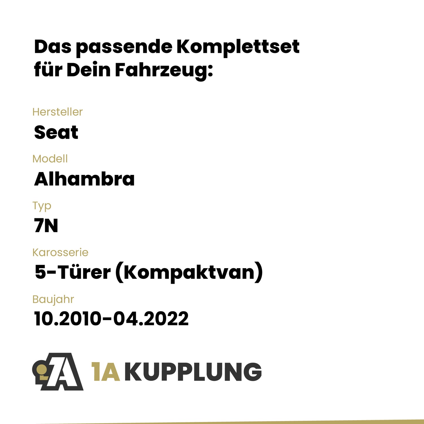 Seat Alhambra 5-Türer (Kompaktvan) 10.2010-04.2022 7N BRiNK Anhängerkupplung mit JAEGER Elektrosatz
