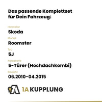 Skoda Roomster 5-Türer (Hochdachkombi) 06.2010-04.2015 5J BRiNK Anhängerkupplung mit JAEGER Elektrosatz