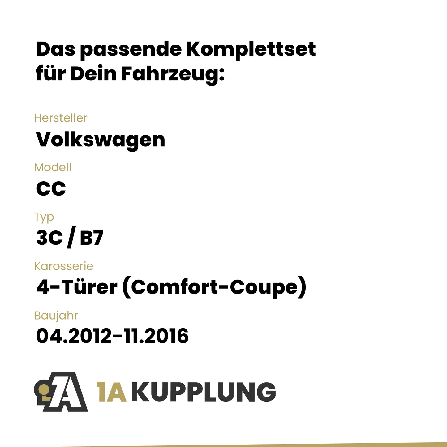 VW CC 4-Türer (Comfort-Coupe) 04.2012-11.2016 3C / B7 BRiNK Anhängerkupplung mit JAEGER Elektrosatz