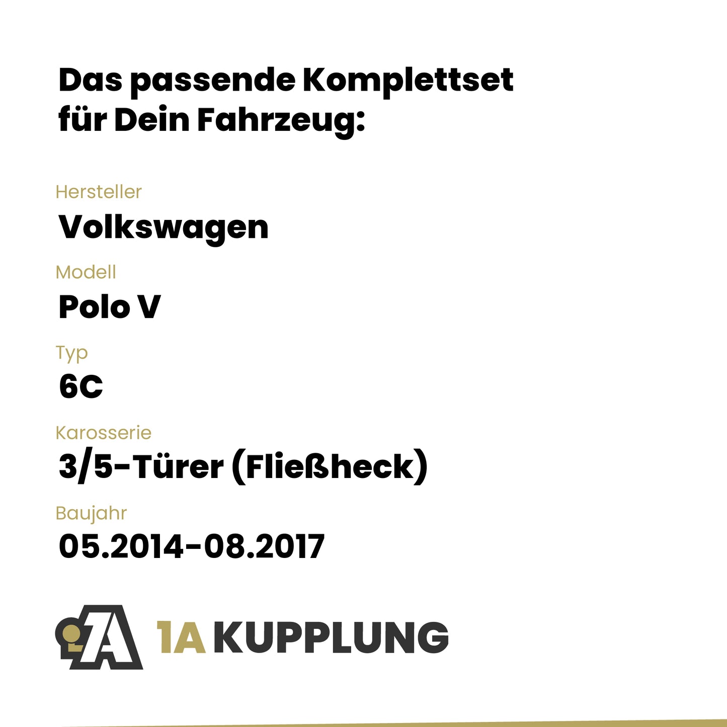 VW Polo V 3/5-Türer (Fließheck) 05.2014-08.2017 6C BRiNK Anhängerkupplung mit JAEGER Elektrosatz