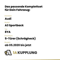 Audi A3 Sportback 5-Türer (Schrägheck) ab 05.2020 8YA BRiNK Anhängerkupplung mit JAEGER Elektrosatz