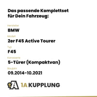 BMW 2er F45 Active Tourer 5-Türer (Kompaktvan) 09.2014-10.2021 F45 BRiNK Anhängerkupplung mit JAEGER Elektrosatz