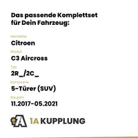 Citroen C3 Aircross 5-Türer (SUV) 11.2017-05.2021 2R_/2C_ BRiNK Anhängerkupplung mit JAEGER Elektrosatz
