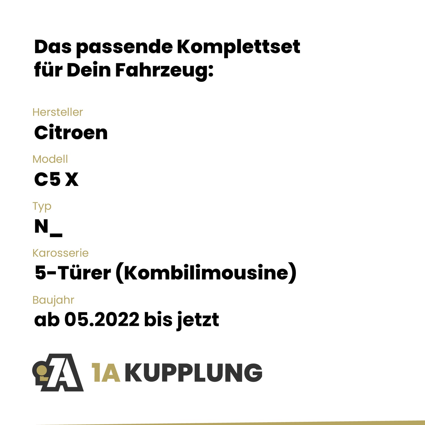 Citroen C5 X 5-Türer (Kombilimousine) ab 05.2022 N_ BRiNK Anhängerkupplung mit JAEGER Elektrosatz